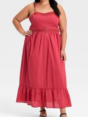 Berry pink Lace Cami Midi A-Line Dress - Universal Thread  XXL- NWOT